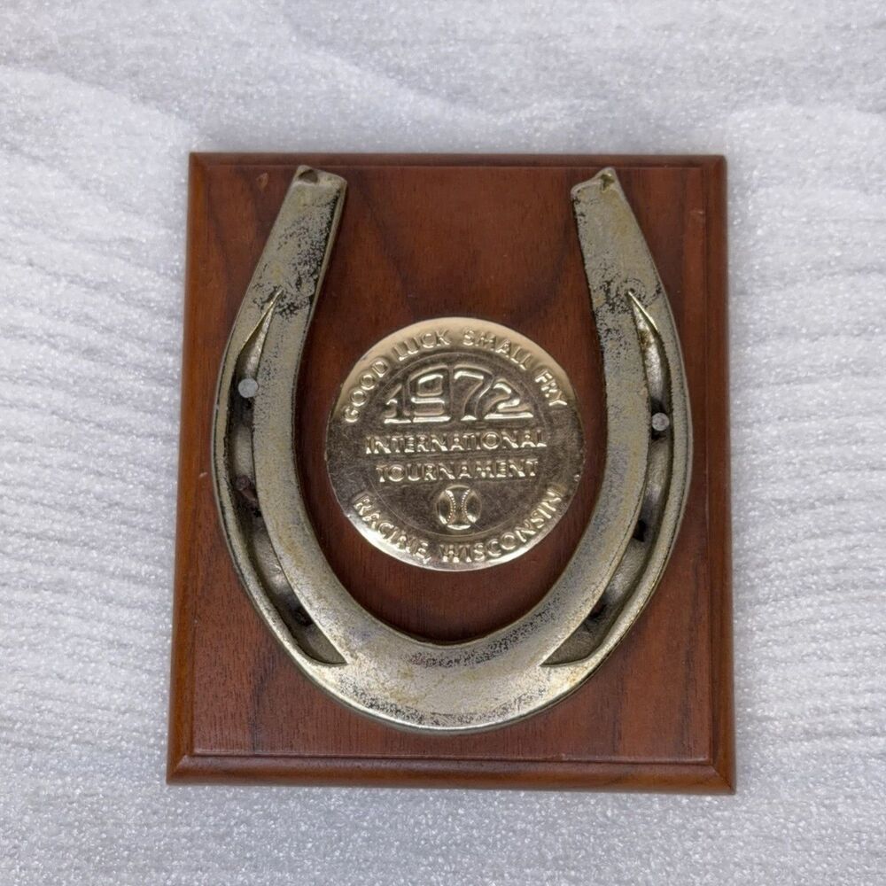 1972 International Tournament "Good Luck Small Fry" Racine WI Baseball Plaque